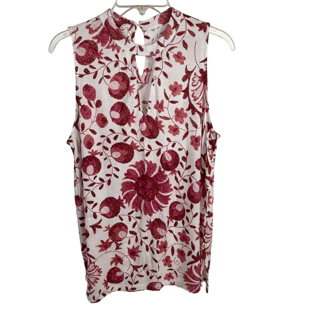 LOFT Outlet Women's Sleeveless Floral Top Keyhole Crew-Neck Size Small